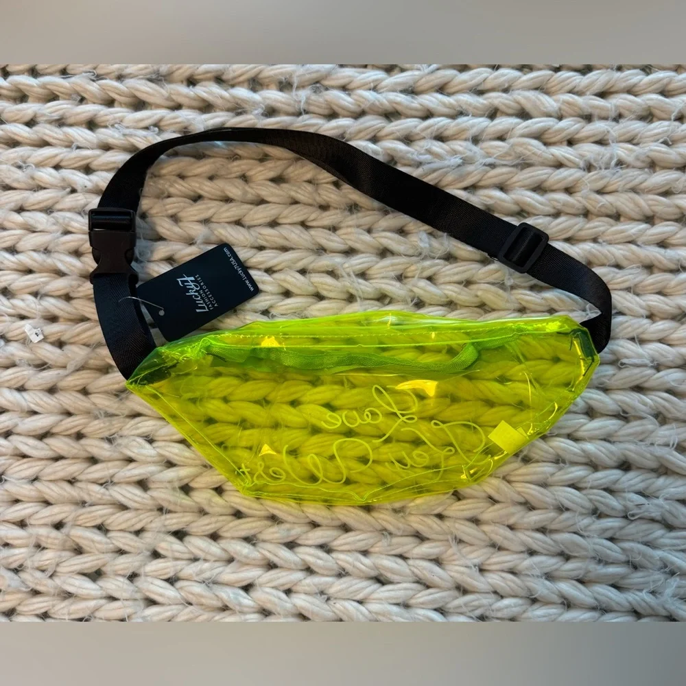 NWT Lucky 7 Brand Neon Yellow “Love key west” belt bag - never used